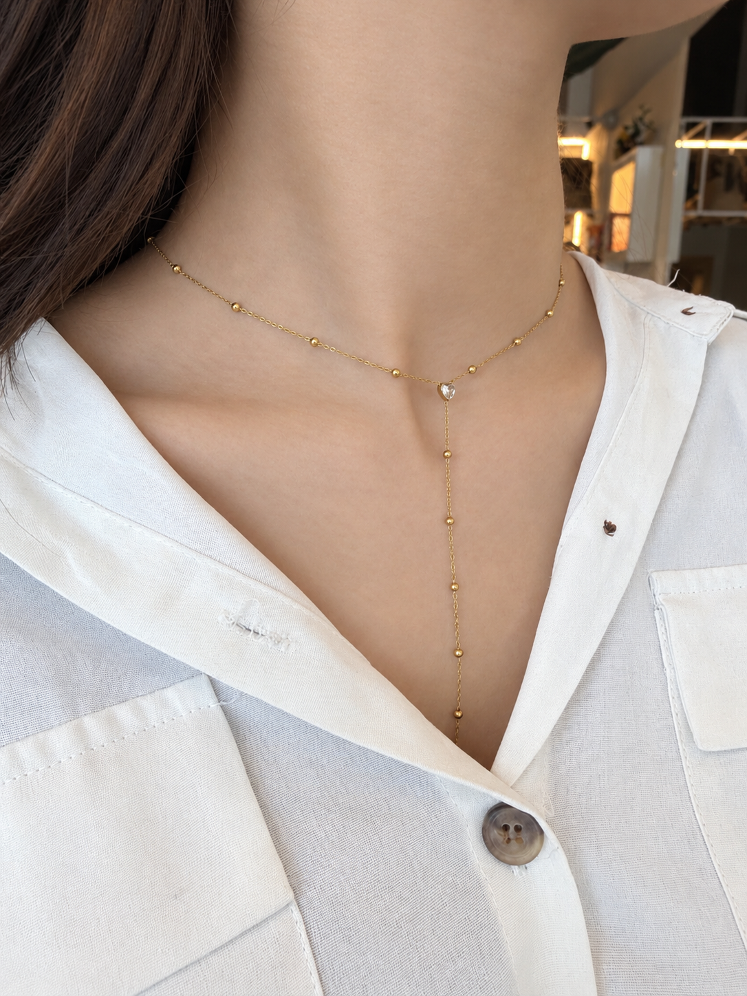 Celeste Heart Y-Lariat Necklace