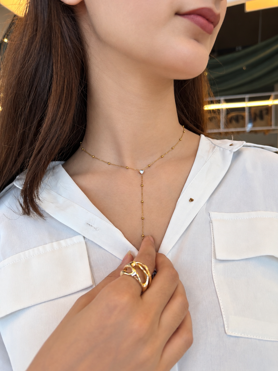 Celeste Heart Y-Lariat Necklace